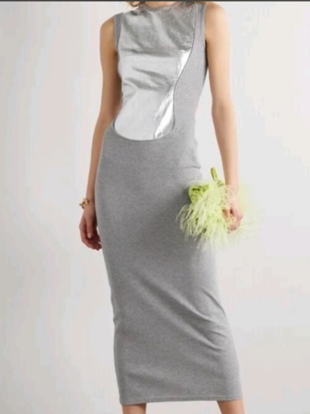 Loewe Silver and Grey Sleeveless Midi Dress